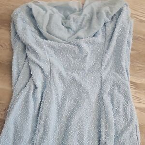 Elegant Light Blue Beaded Dress